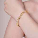 Hollow Twist Paper Clip Gold Bracelet