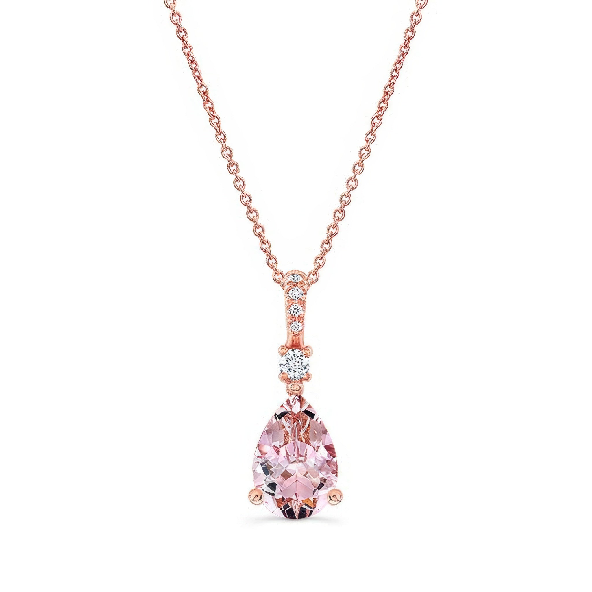 Pear Shape Morganite And Diamond Necklace