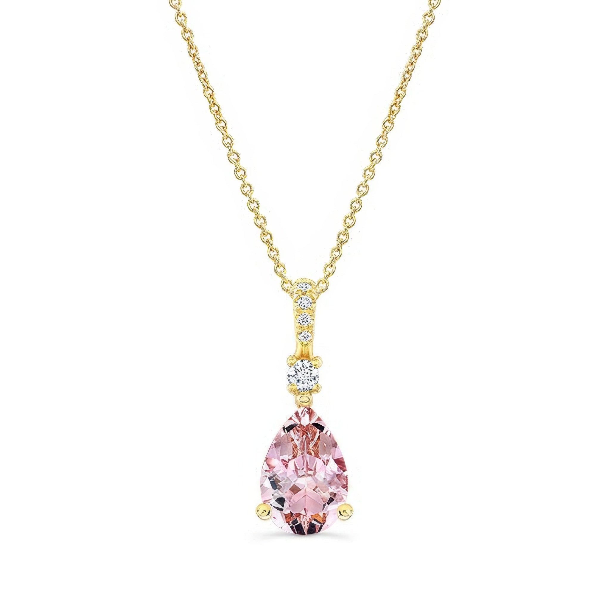 Pear Shape Morganite And Diamond Necklace