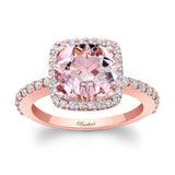 2 Carat Cushion Cut Morganite Halo Engagement Ring