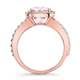 2 Carat Cushion Cut Morganite Halo Engagement Ring