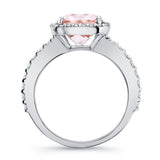 2 Carat Cushion Cut Morganite Halo Engagement Ring