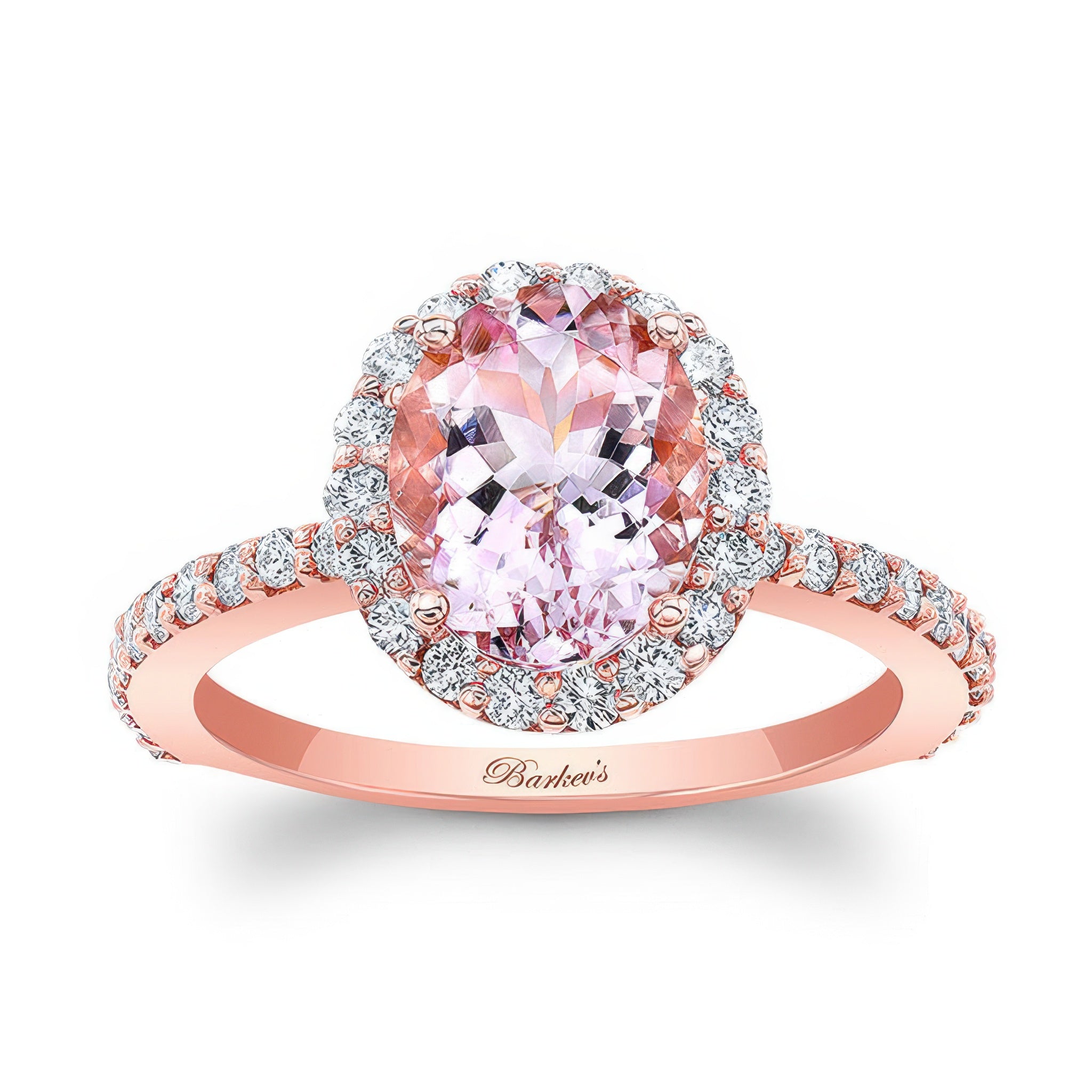 2 Carat Oval Morganite Halo Engagement Ring