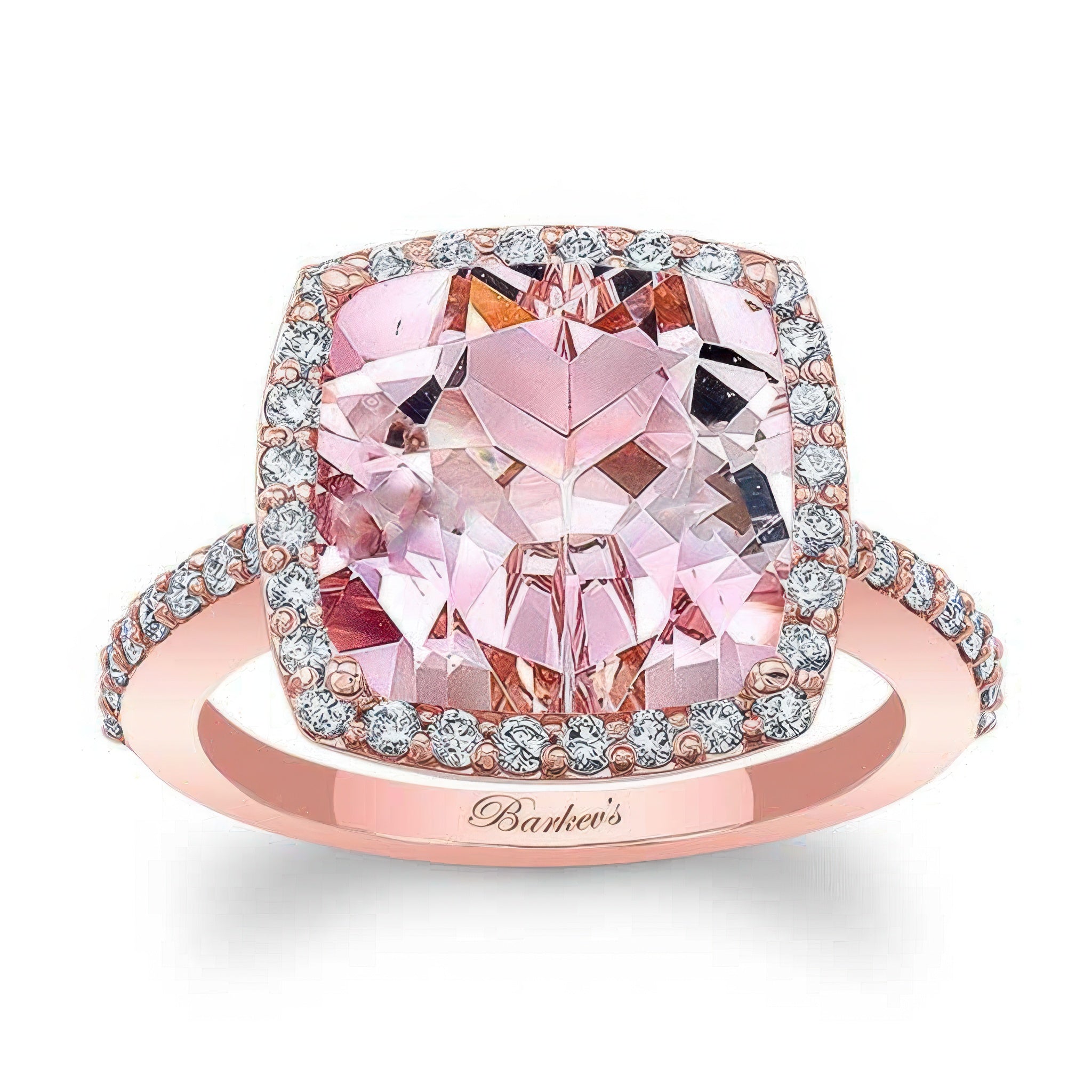 5 Carat Cushion Cut Morganite Halo Ring