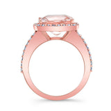 5 Carat Cushion Cut Morganite Halo Ring