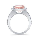 5 Carat Cushion Cut Morganite Halo Ring