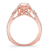 Morganite And Diamond Leaf Engagement Ring