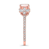 Morganite And Diamond Leaf Engagement Ring