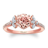 Morganite And Diamond Leaf Engagement Ring
