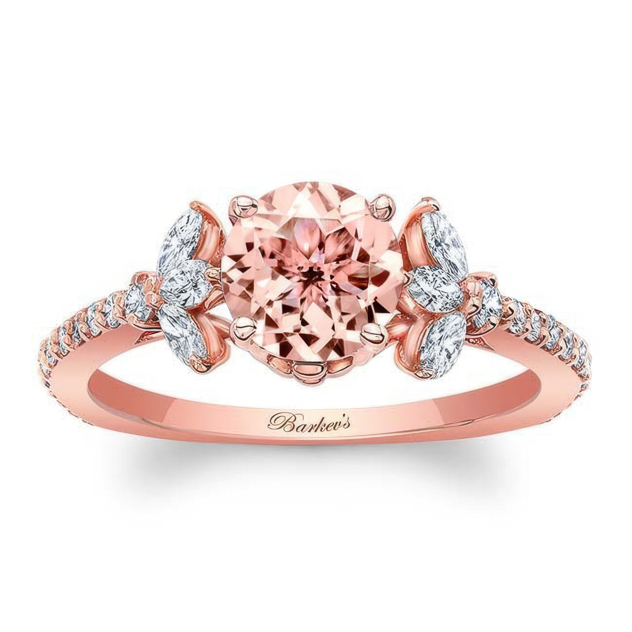 Morganite And Diamond Leaf Engagement Ring