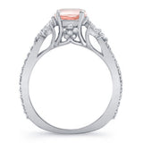 Morganite And Diamond Leaf Engagement Ring