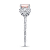 Morganite And Diamond Leaf Engagement Ring