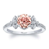Morganite And Diamond Leaf Engagement Ring