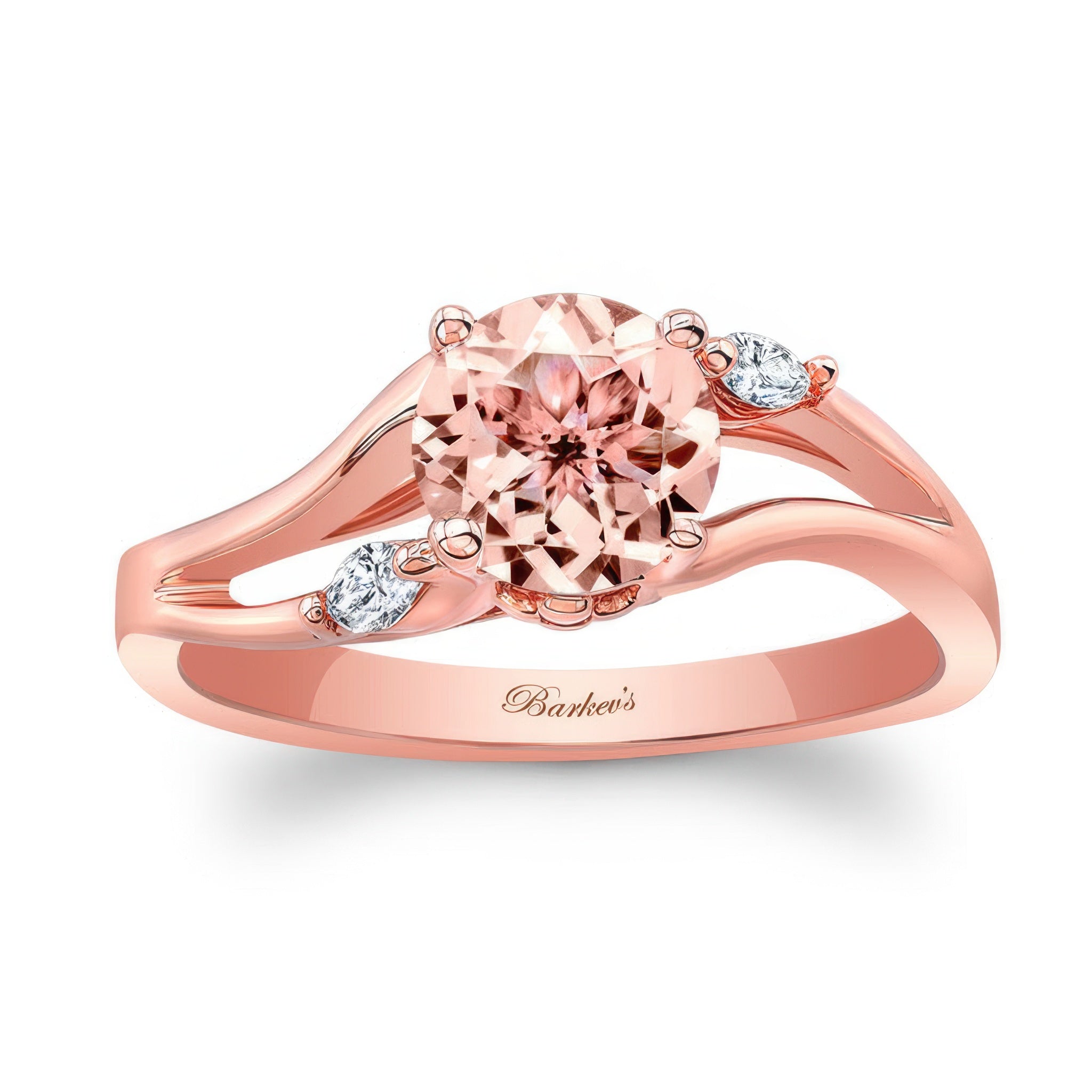 V Shaped Morganite And Diamond Ring