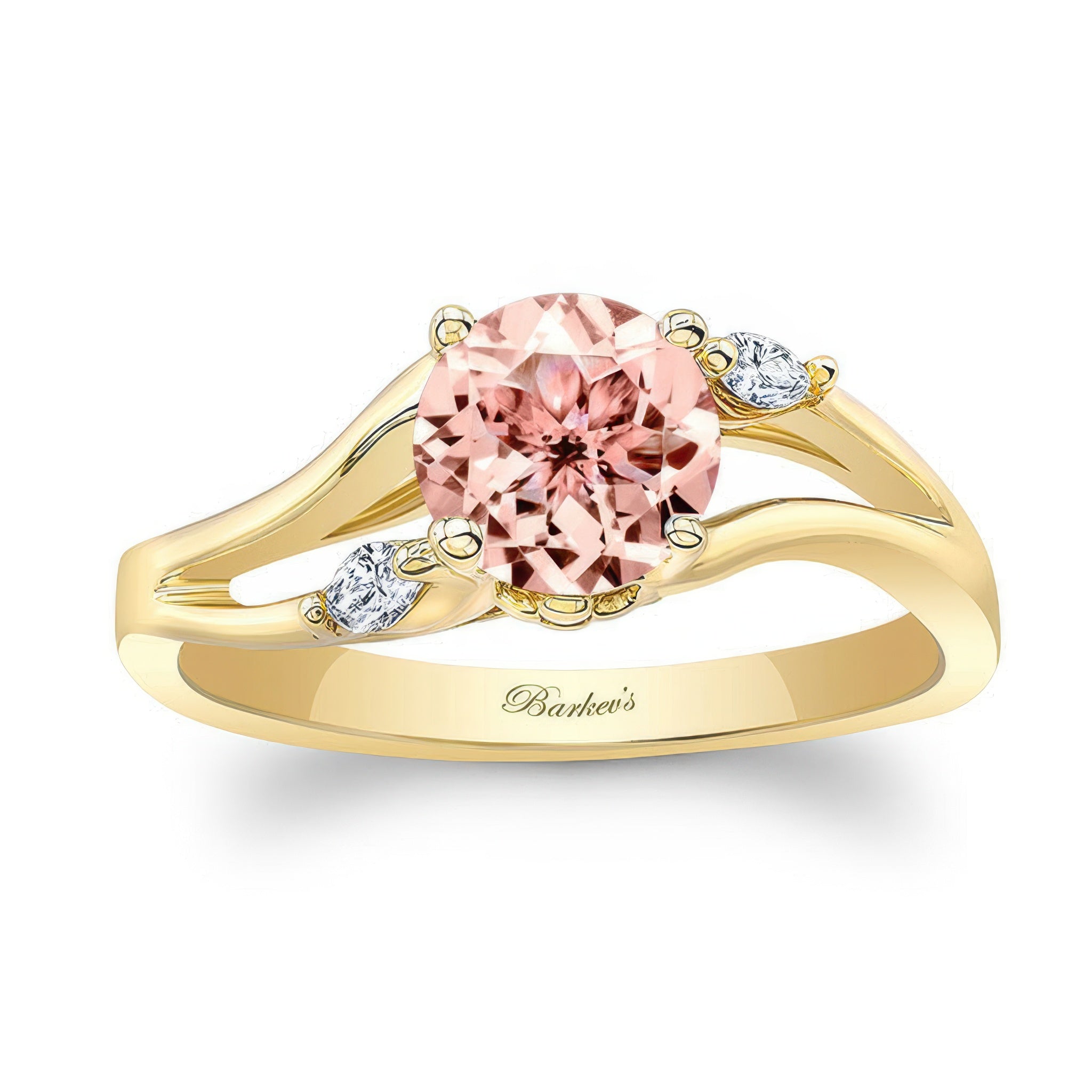 V Shaped Morganite And Diamond Ring