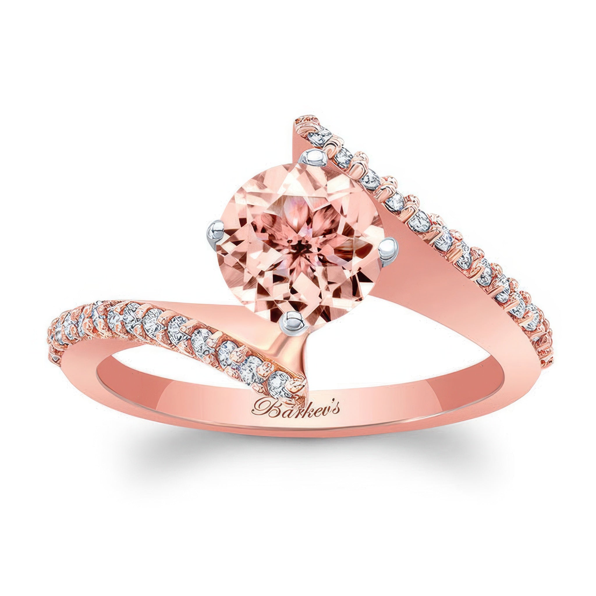 Modern Bypass Morganite And Diamond Engagement Ring
