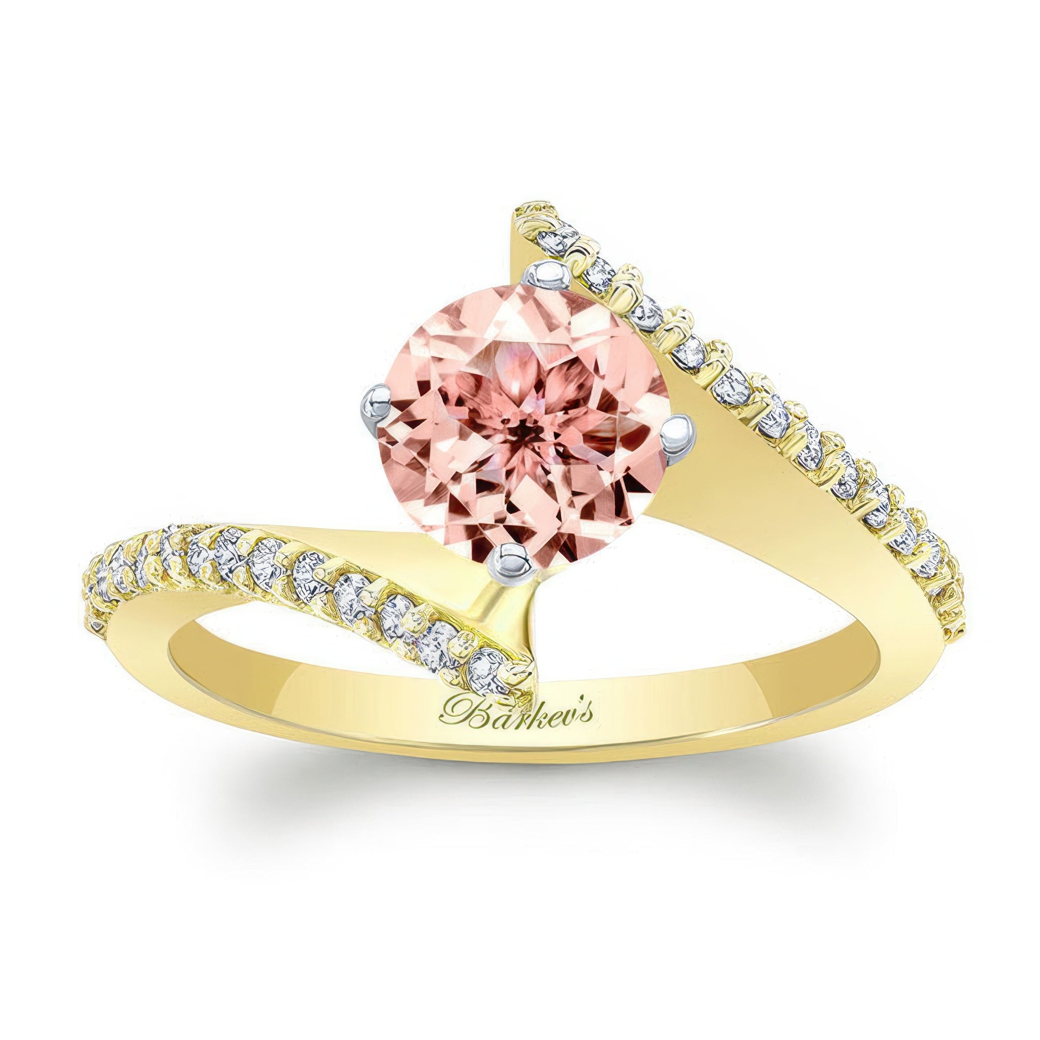 Modern Bypass Morganite And Diamond Engagement Ring