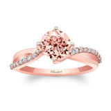 Twisted Morganite And Diamond Engagement Ring