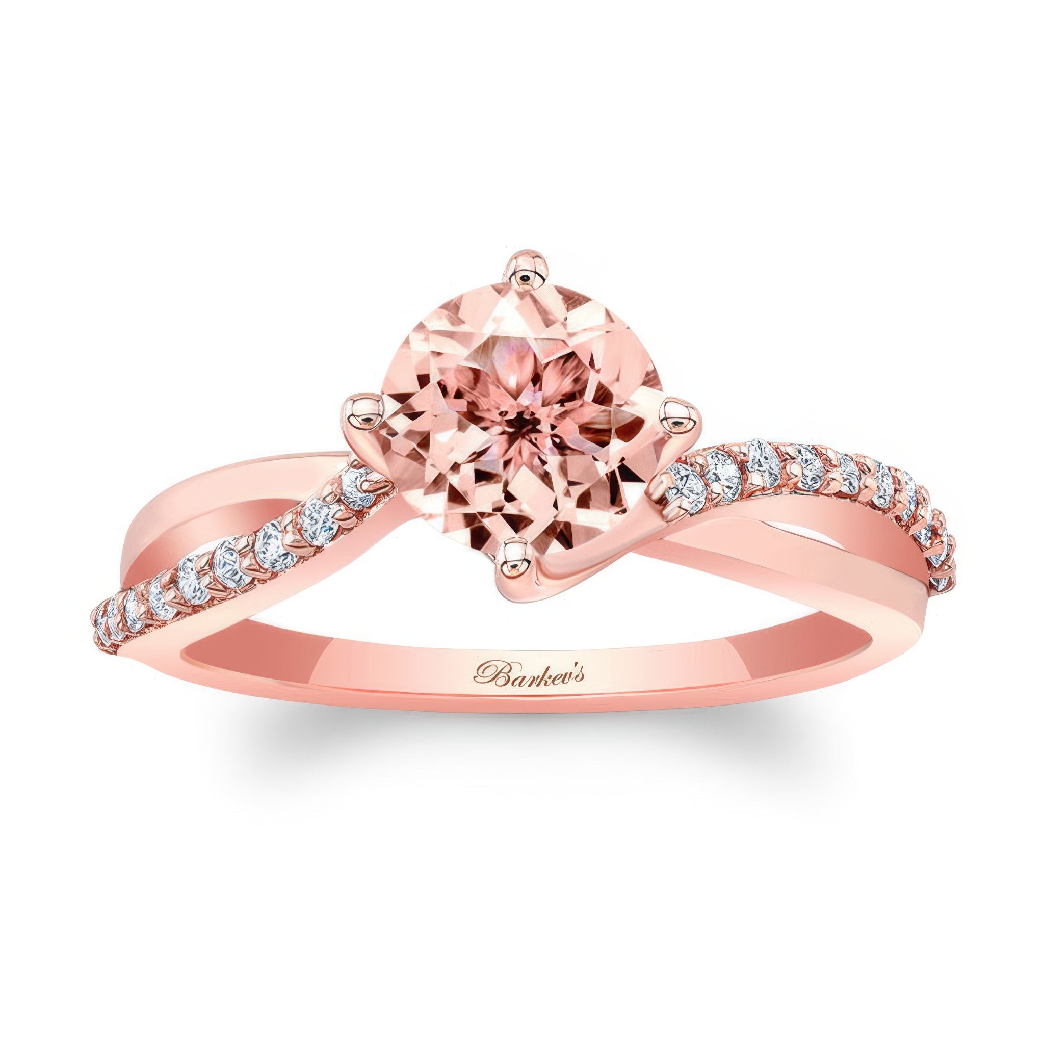 Twisted Morganite And Diamond Engagement Ring