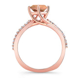 Twisted Morganite And Diamond Engagement Ring