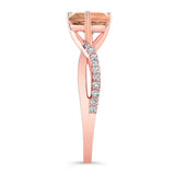 Twisted Morganite And Diamond Engagement Ring