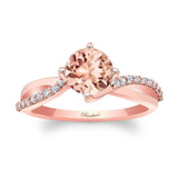 Twisted Morganite And Diamond Engagement Ring
