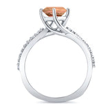 Twisted Morganite And Diamond Engagement Ring