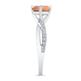 Twisted Morganite And Diamond Engagement Ring