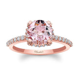 Morganite And Diamond Hidden Halo Ring