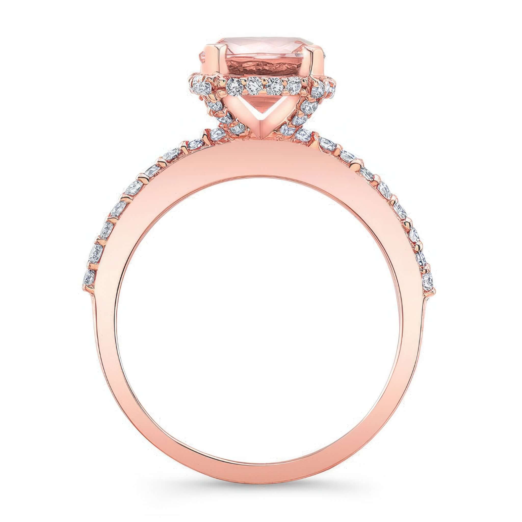 Morganite And Diamond Hidden Halo Ring