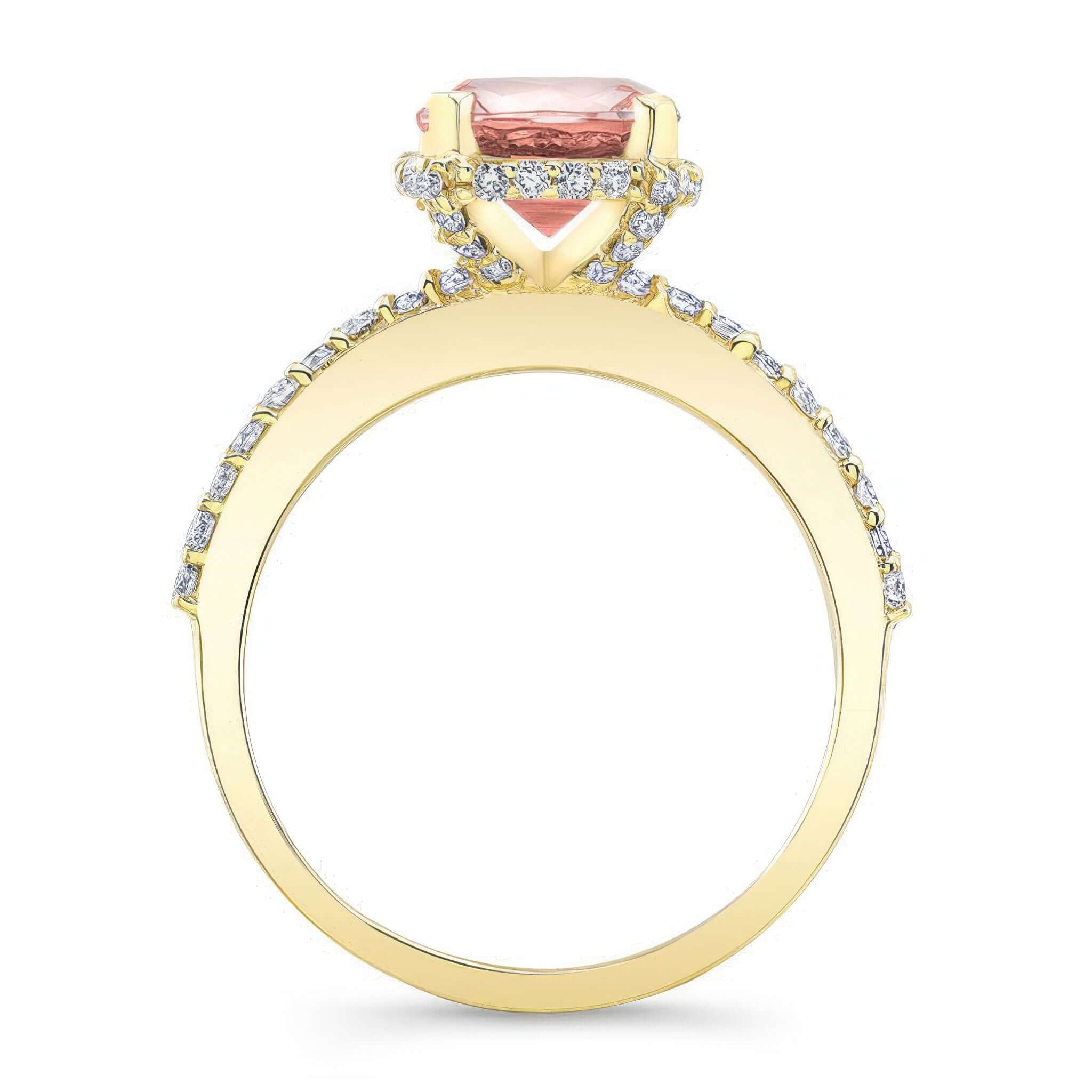 Morganite And Diamond Hidden Halo Ring