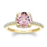 Morganite And Diamond Hidden Halo Ring