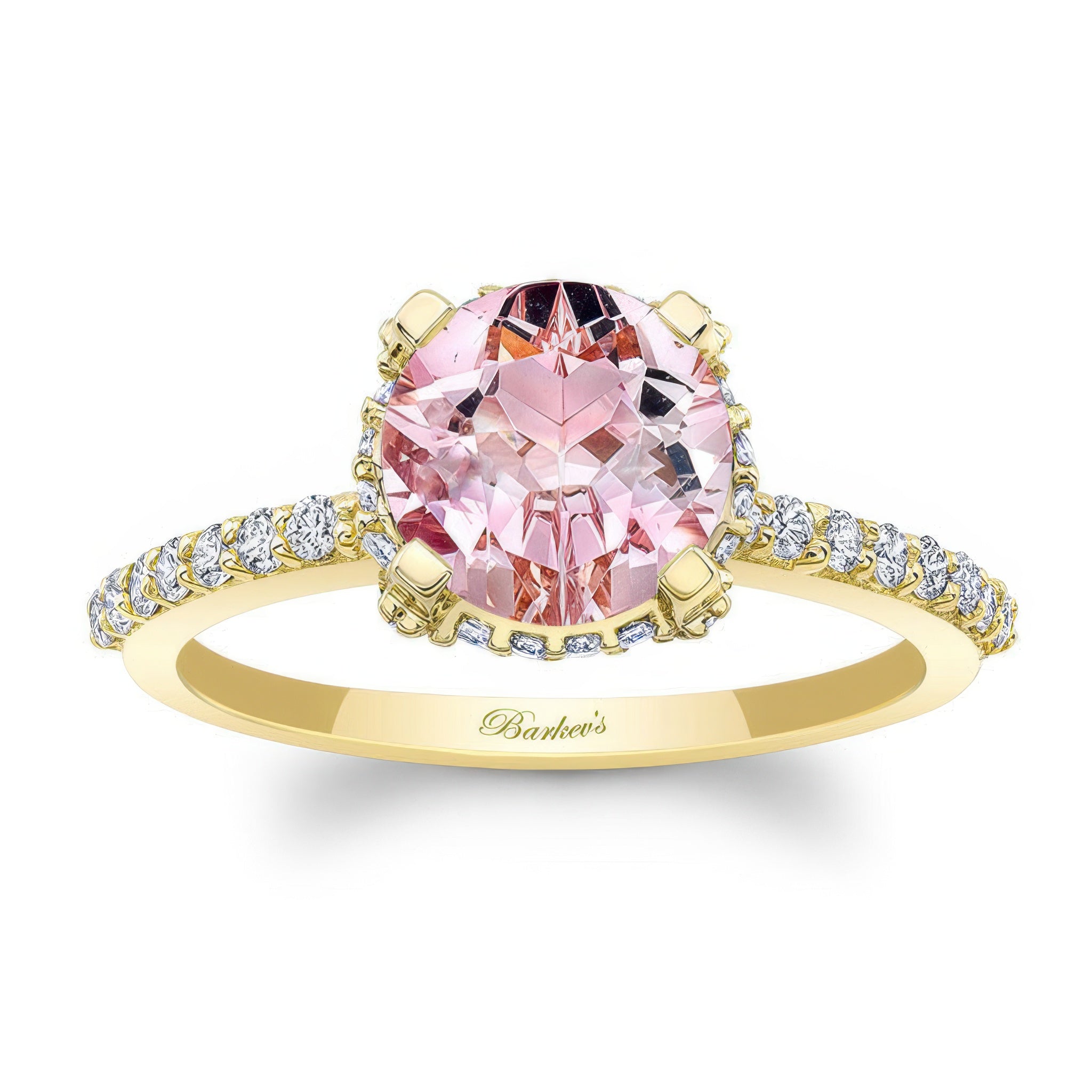 Morganite And Diamond Hidden Halo Ring