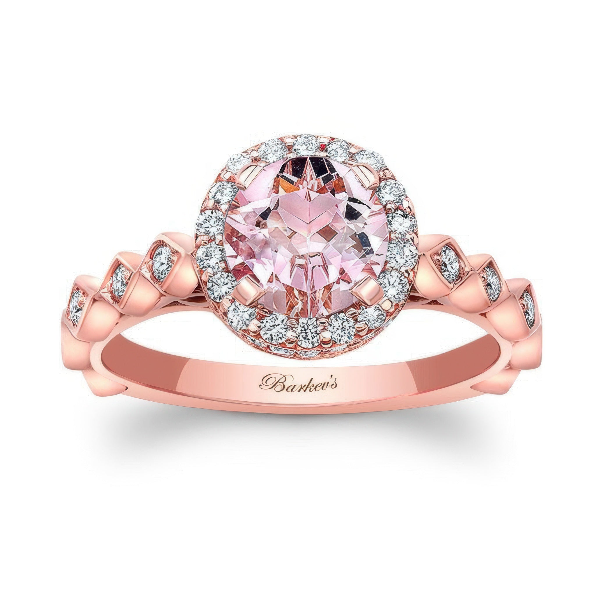 Vintage Halo Morganite And Diamond Ring