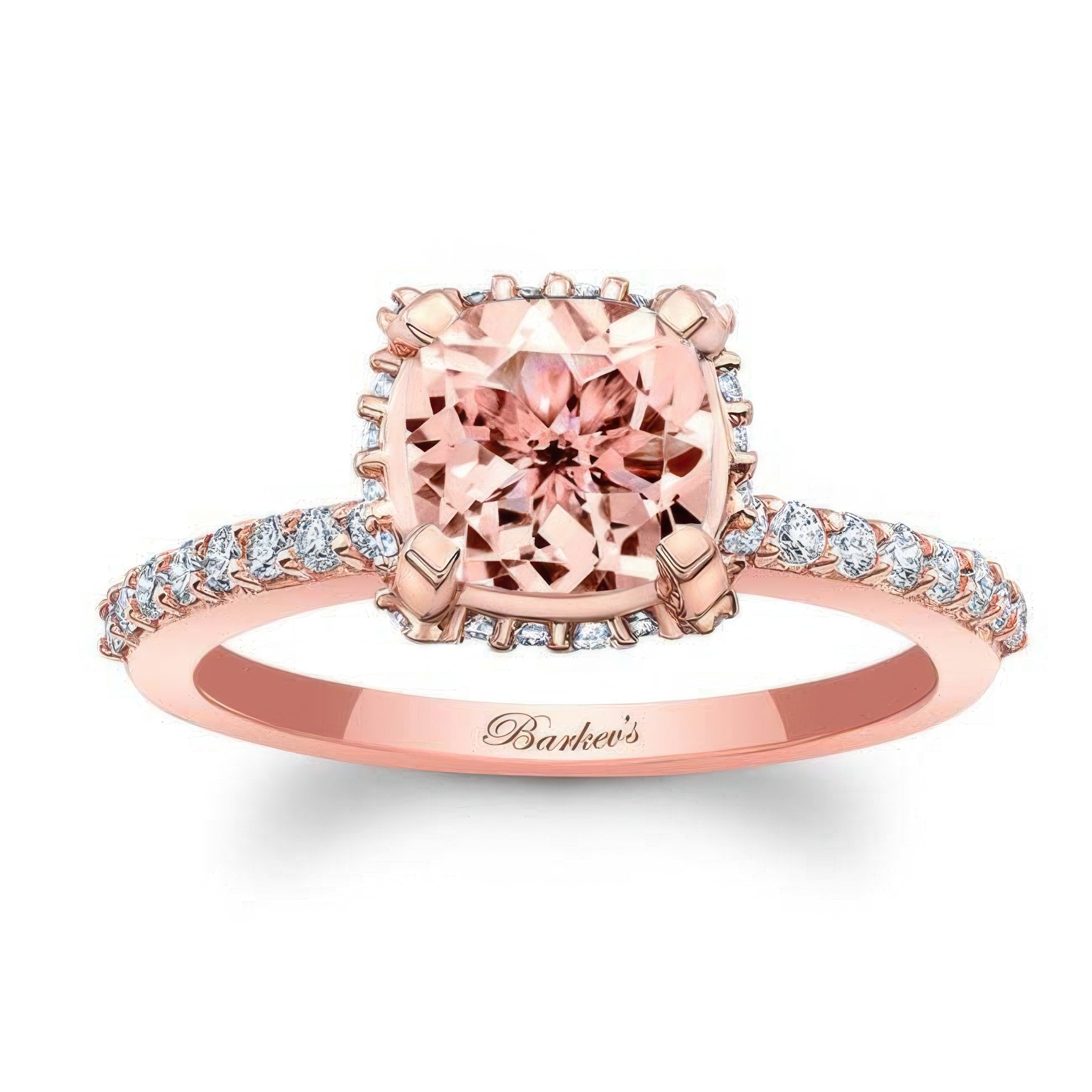 Cushion Halo Morganite Engagement Ring
