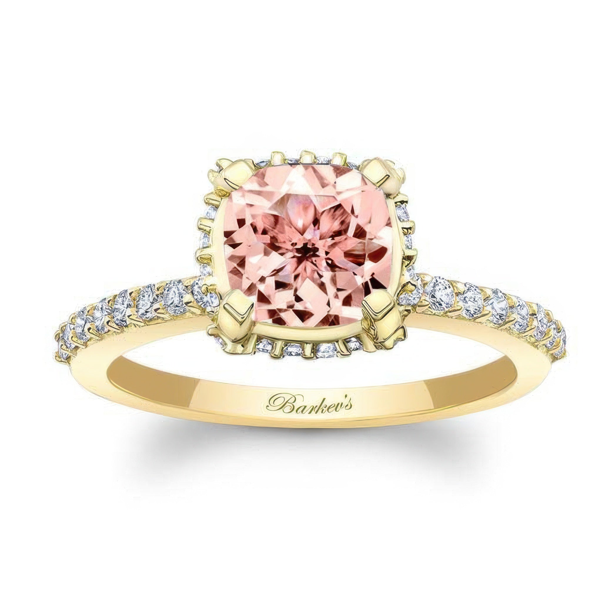 Cushion Halo Morganite Engagement Ring