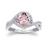 Twisted Halo Morganite And Diamond Engagement Ring