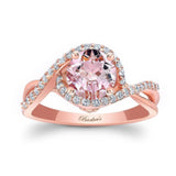 Twisted Halo Morganite And Diamond Engagement Ring