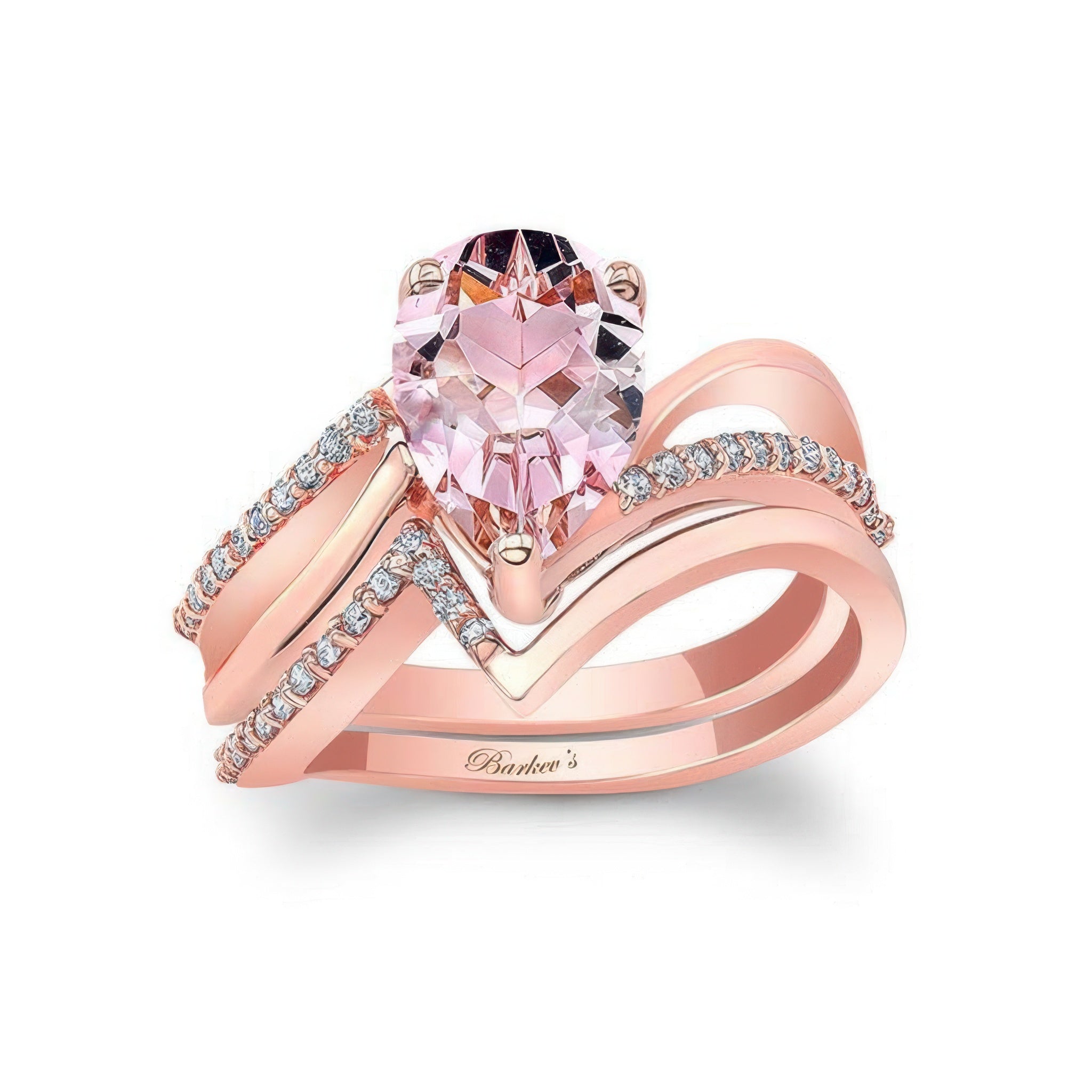 Split Shank Pear Morganite Bridal Set
