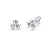 Triple Moissanite Silver Studs