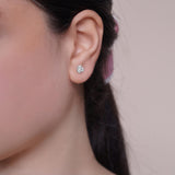 Triple Moissanite Silver Studs