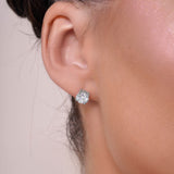 Simple Round Moissanite Silver Studs