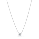 Round Moissanite Silver Pendant Necklace featuring a brilliant moissanite stone on a delicate silver chain.