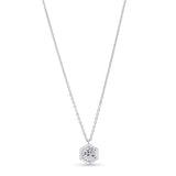 Silver hexagonal pendant necklace on a white background