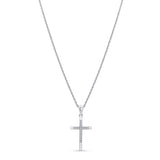 Elegant Cross Moissanite Silver Pendant Necklace showcasing 16 moissanites in a polished silver design.
