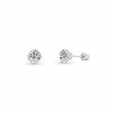 Round Lab-Grown Diamond Silver Stud Earrings