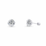 Round Lab-Grown Diamond Silver Stud Earrings