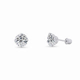 Round Lab-Grown Diamond Silver Stud Earrings