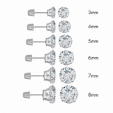 Round Lab-Grown Diamond Silver Stud Earrings