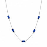 Emerald-Cut Moissanite Station Necklace in Sterling Silver